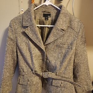 H&M Women's Tweed Gray Belted Blazer